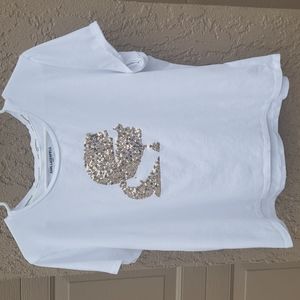 Karl Lagerfeld Gold profile tee | Ladies XL | Cotton | White short sleeves
